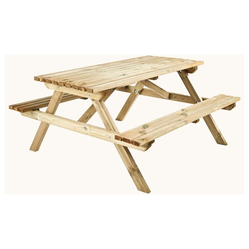 Forest Style - Table de pique-nique en bois 6 personnes Alma - Vert