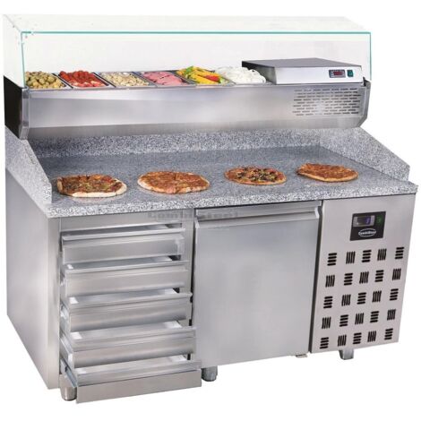 Table Pizza Réfrigérée 1 porte 5 tiroirs - Combisteel