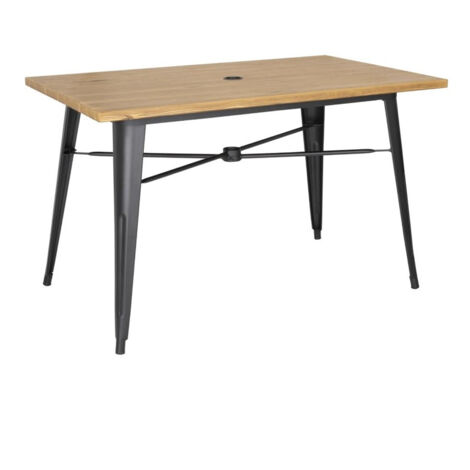 Table Plateau Aluminium Effet Bois Clair 120 x 76 x 75 cm - BOLERO