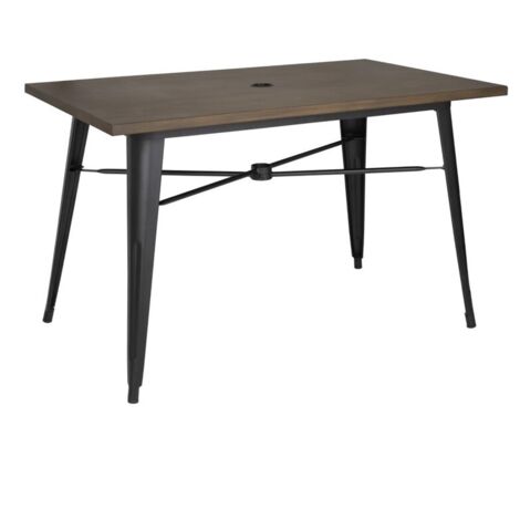 Table Plateau Aluminium Effet Bois Noir 120 x 76 x 75 cm - BOLERO