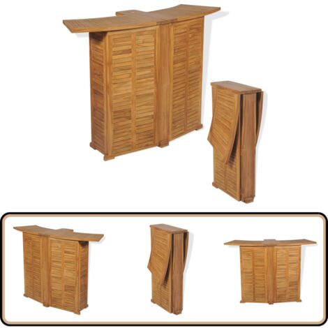 Table pliable de bar 155x53x105 cm Bois de teck solide - Table De Jardin - Table Pliante - Table En Teck - Mobilier De Jardin - Meuble De Jardin