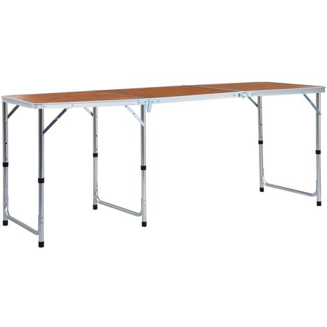 Toboli Table de camping pliante 120x60x70cm Réglable en hauteur 55/62/70cm  Polyvalente Portable