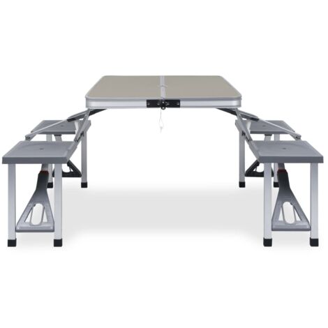 Table pliable de camping avec 4 sièges Acier Aluminium CFW160287