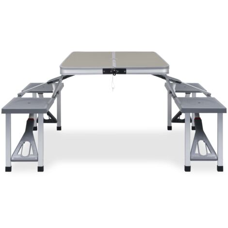 Table pliable de camping avec 4 sièges Acier Aluminium vidaXL