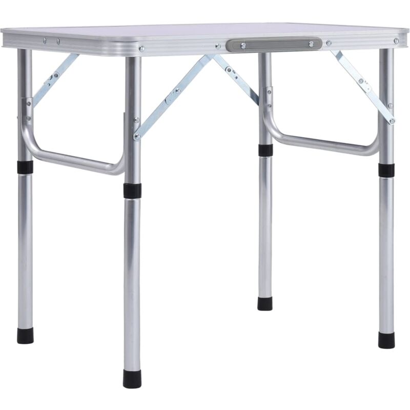 vidaXL Klappbarer Campingtisch Weiß Aluminium 60x45 cm