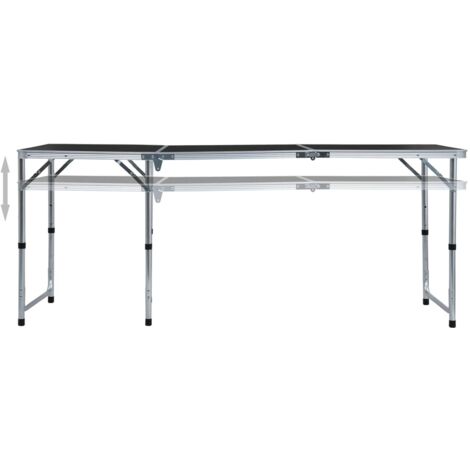 Table pliable de camping Gris Aluminium 180x60 cm vidaXL