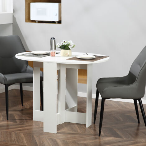 Table pliable de cuisine salle à manger 2 abattants - table ovale extensible - 104L x 76l x 73,7H cm en bois blanc