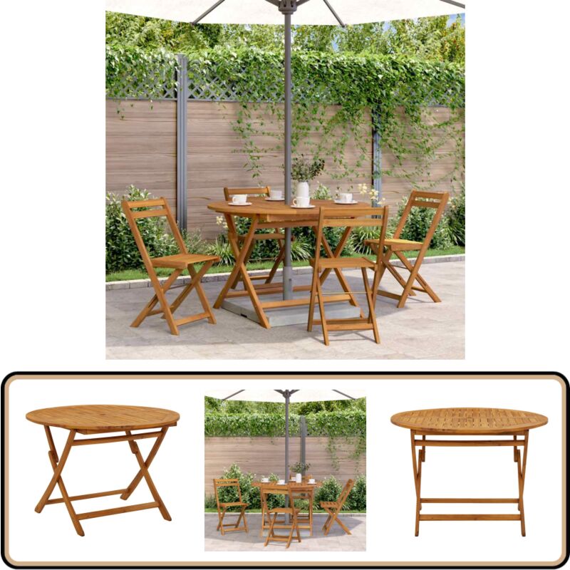Vidaxl - Table pliable de jardin 110 cm Bois d'acacia massif - Table De Jardin - Table Pliante - Acacia Massif - Mobilier De Jardin - Décoration