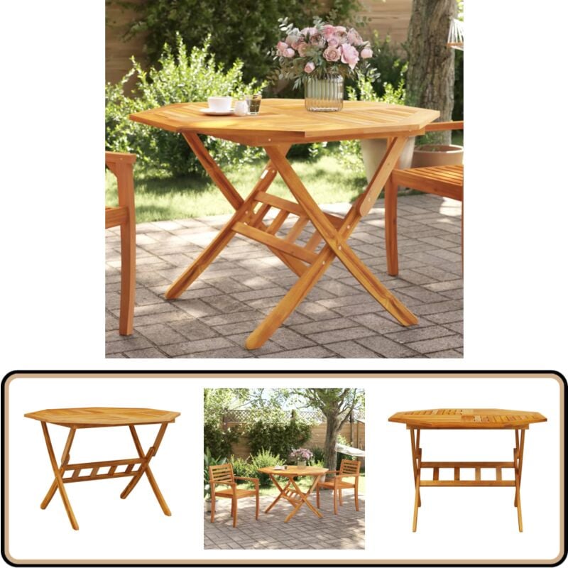 Table pliable de jardin Ø110x75 cm bois d'acacia solide - Table De Jardin - Table Pliante - Acacia Massif - Mobilier De Jardin - Décoration Extérieure