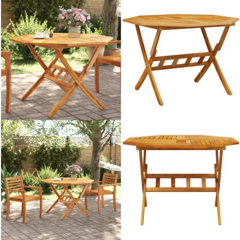 Table pliable de jardin Ø110x75 cm bois d'acacia solide - Table De Jardin - Table Pliante - Acacia Massif - Mobilier De Jardin - Décoration Extérieure - Home & Living