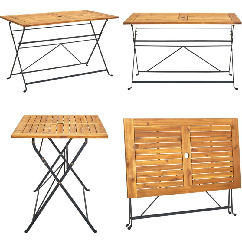 Table pliable de jardin 120x70x74 cm Bois d'acacia massif - Table De Jardin - Table Pliante - Acacia - Mobilier De Jardin - Table Extérieure - Home &