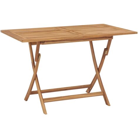 Table de jardin pliante gris 120x70x75 cm bois de teck solide vidaXL - Brun