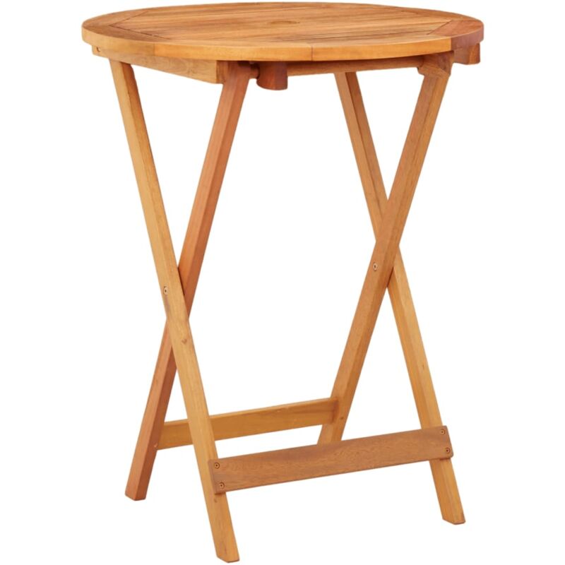 Vidaxl – Table de jardin pliable Ø60x75 cm en bois d'eucalyptus massif – Résistante aux intempéries – Trou de parasol intégré – Économie d'espace