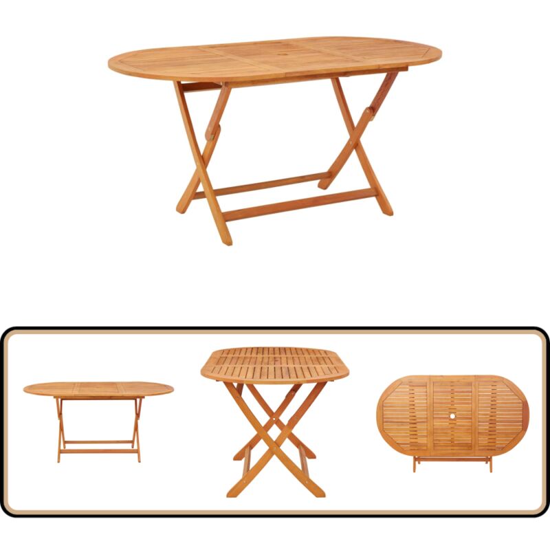 Vidaxl - Table pliable de jardin 160x85x75 cm Bois d'eucalyptus massif - Table De Jardin - Table Pliante - Mobilier De Jardin - Table En Bois
