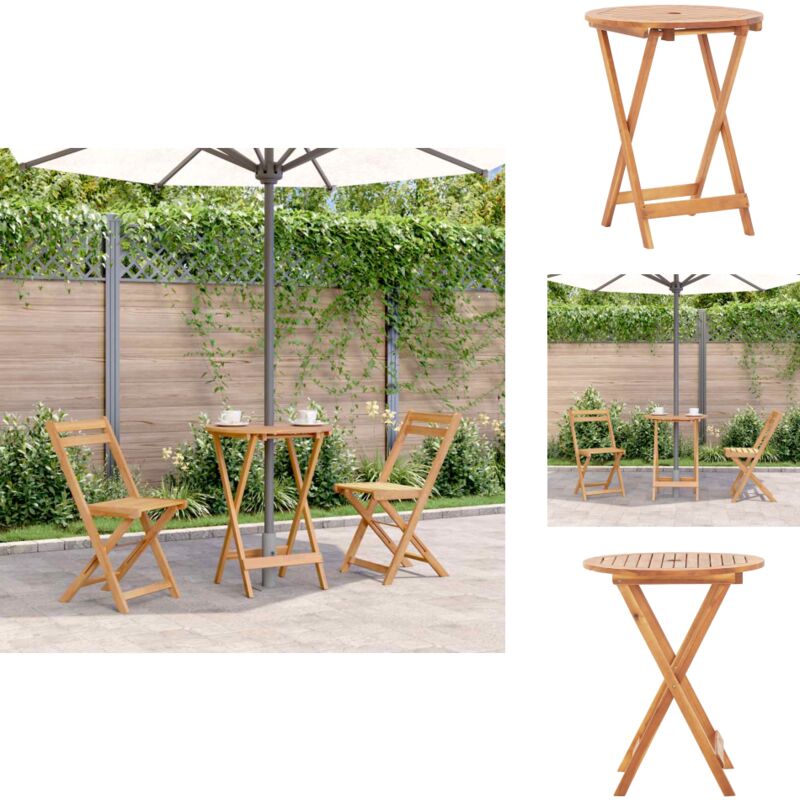 Table pliable de jardin 60x75 cm bois d'acacia massif - Table De Jardin - Table Pliante - Acacia Massif - Mobilier De Jardin - Table Extérieure