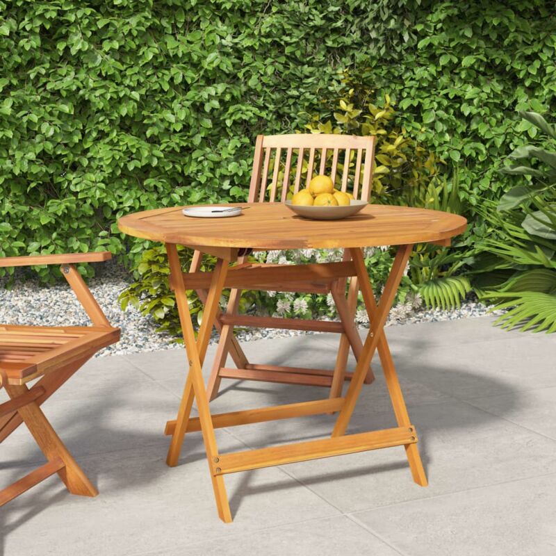 Table pliable de jardin ø 90x75 cm Bois d'acacia solide