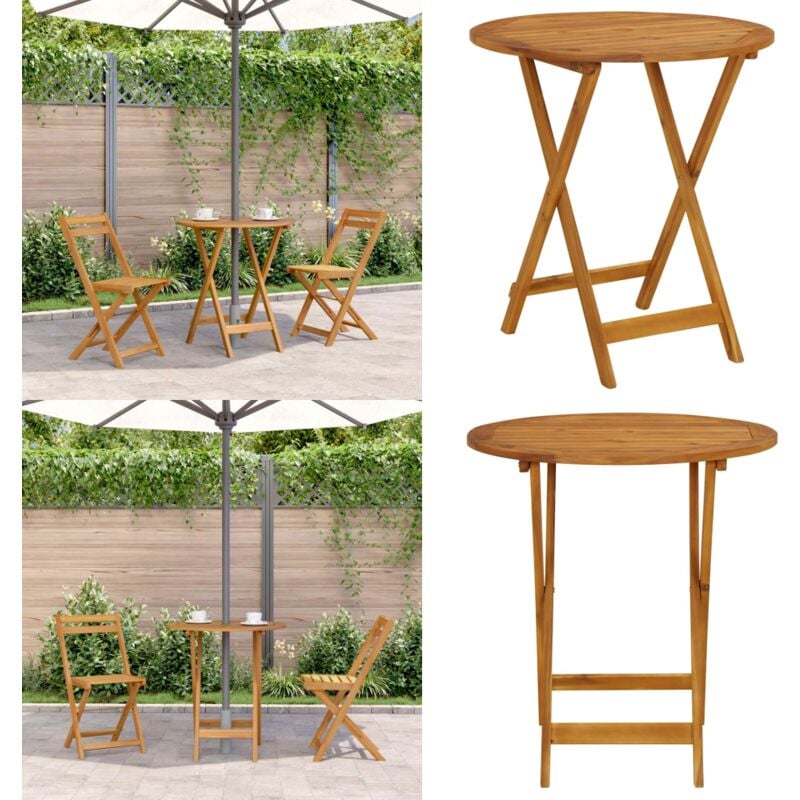 Table pliable de jardin 70 cm Bois d'acacia solide - Table De Jardin - Table Extérieure - Acacia - Mobilier De Jardin - Table Pliante - Home & Living