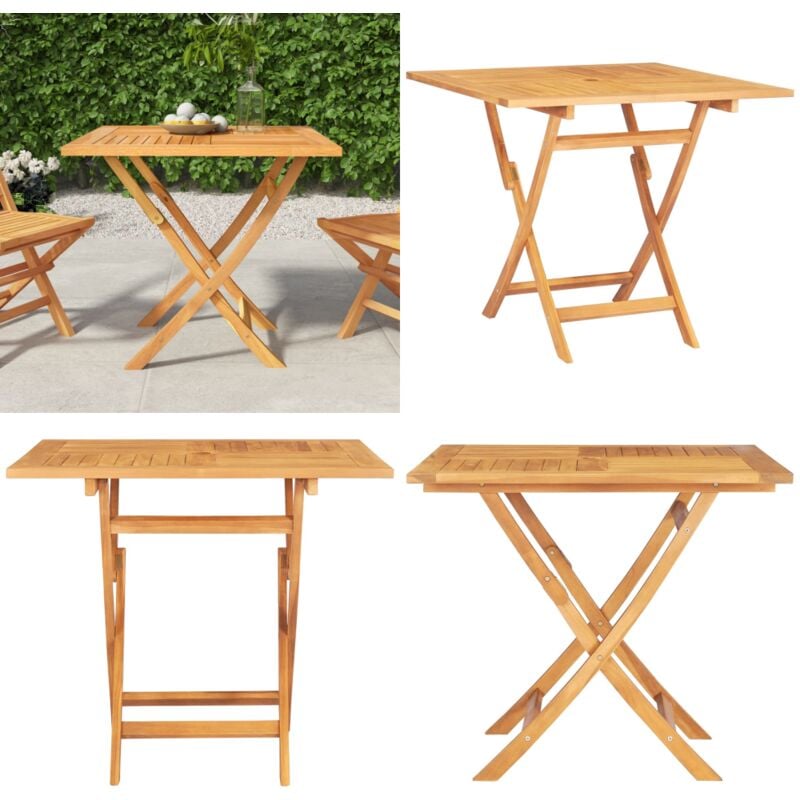 Table pliable de jardin 85x85x76 cm Bois de teck solide - Table De Jardin - Table Pliante - Table En Teck - Mobilier De Jardin - Meubles De Jardin