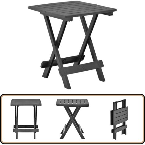 Table pliable de jardin anthracite 45x43x50 cm plastique - Table De Jardin Pliante - Table De Bistro - Table En Plastique - Mobilier De Jardin - Décoration Extérieur