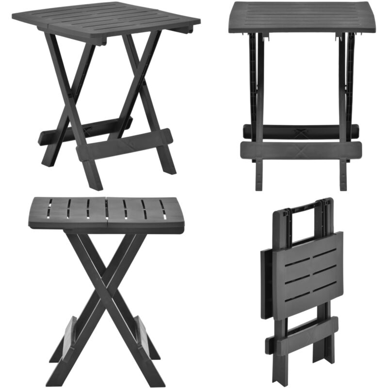 Table pliable de jardin anthracite 45x43x50 cm plastique - Table De Jardin Pliante - Table De Bistro - Table En Plastique - Mobilier De Jardin