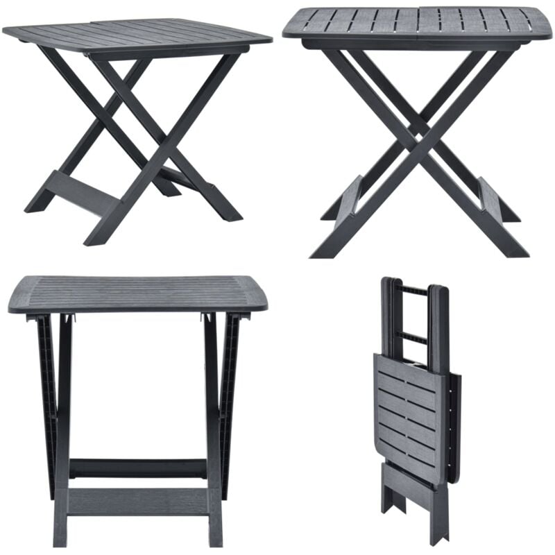 Table pliable de jardin Anthracite 79x72x70 cm Plastique - Table De Jardin - Table Pliante - Mobilier De Jardin - Table Extérieure - Table Bistrot