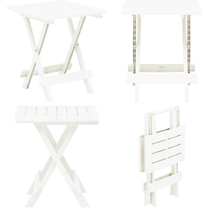 Table pliable de jardin blanc 45x43x50 cm plastique - Table De Jardin Pliante - Table De Jardin Blanche - Mobilier De Jardin - Table Bistrot - Table