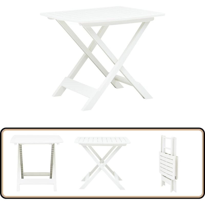 Table pliable de jardin Blanc 79x72x70 cm Plastique - Table De Jardin - Table Pliante - Table Bistrot - Mobilier De Jardin - Décoration Extérieure