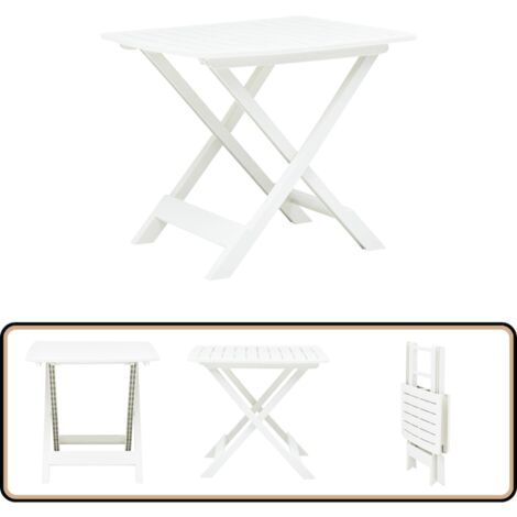 Table pliable de jardin Blanc 79x72x70 cm Plastique - Table De Jardin - Table Pliante - Table Bistrot - Mobilier De Jardin - Décoration Extérieure