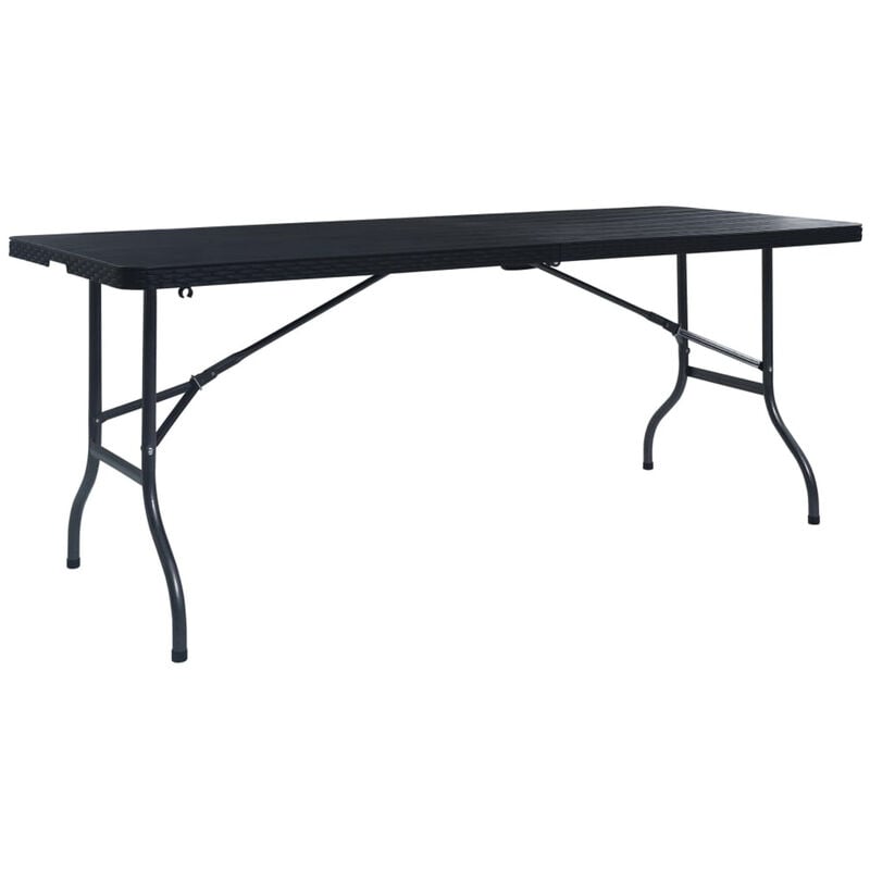 Asupermall - Table pliable de jardin Noir 180x75x72 cm PEHD Imitation rotin