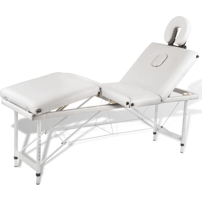 Maison Chic - Table pliable de massage Blanc crème 4 zones Lit de massage Table de Soin au cadre aluminium 89354