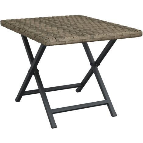 Table pliable gris 45x35x32 résine tressée
