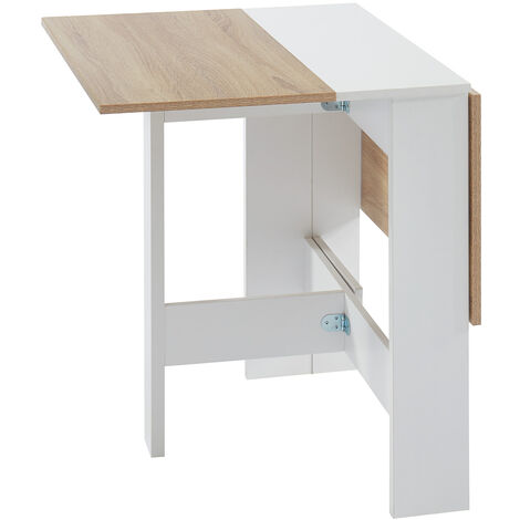 Table pliable JUNO blanc et effet chêne 104cm - Blanc