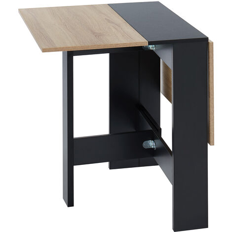 Table pliable JUNO noir et effet chêne 104cm - Noir