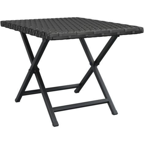 Table pliable noir 45x35x32 cm résine tressée vidaXL