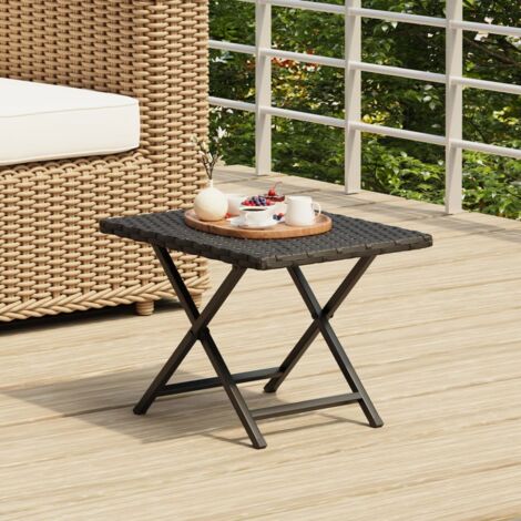 Table pliable, Table basse de jardin, Table d'appoint noir 45x35x32 cm résine tressée TOGP98611 DESIGN IN
