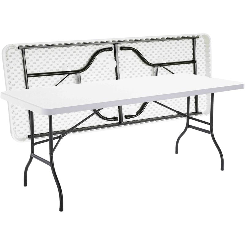 Rekkem - Table de jardin pliante 8 places Blanc - 180cm x 74cm x 75cm