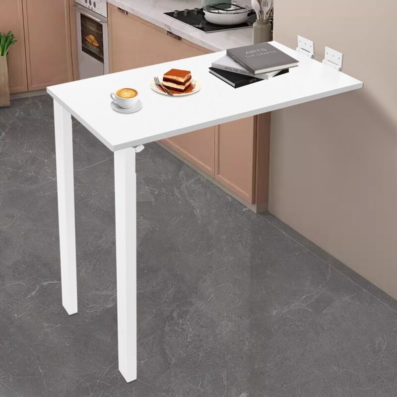Senderpick - Table pliante 75 x 40 cm, table peu encombrante, table murale, bureau d'étude en l, table suspendue, blanche.