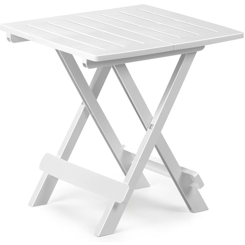 Table en plastique jardin terrasse balcon Adige – 45 cm x 43 cm x 50 cm - Vert ou Blanc Blanc