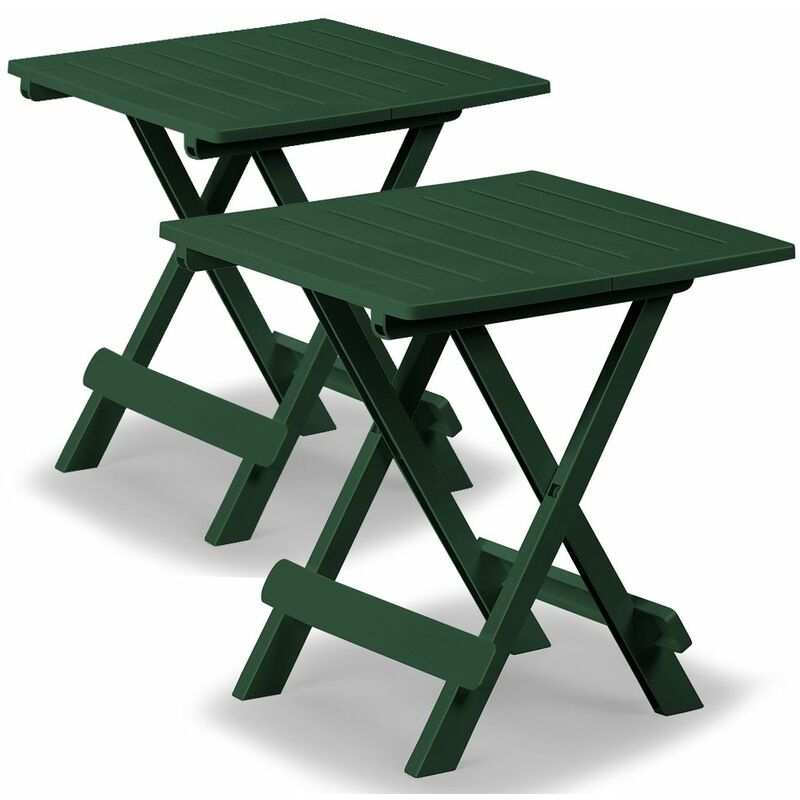 Table en plastique jardin terrasse balcon Adige – 45 cm x 43 cm x 50 cm - Vert ou Blanc 2x Vert