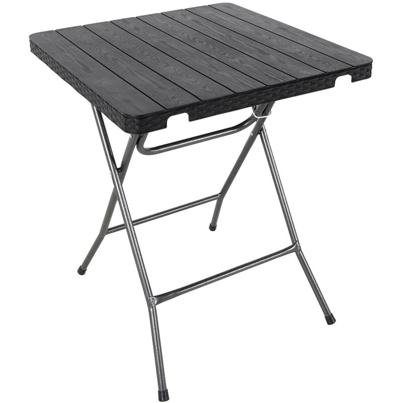 Table pliante aspect bois noir - 60 x 60 cm - Table de jardin pliable en bois