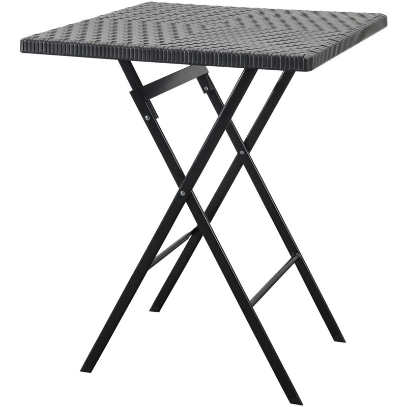 Table pliante aspect rotin, 60 x 60cm, résistante aux intempéries - Pratique pour jardin & terrasse