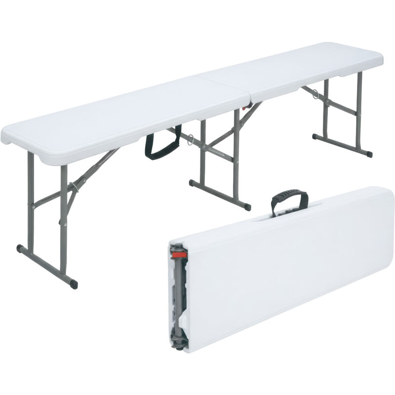 Banc pliant 183 × 28 × 43 cm, Blanc, résistant aux intempéries - Pratique pour jardin & terrasse