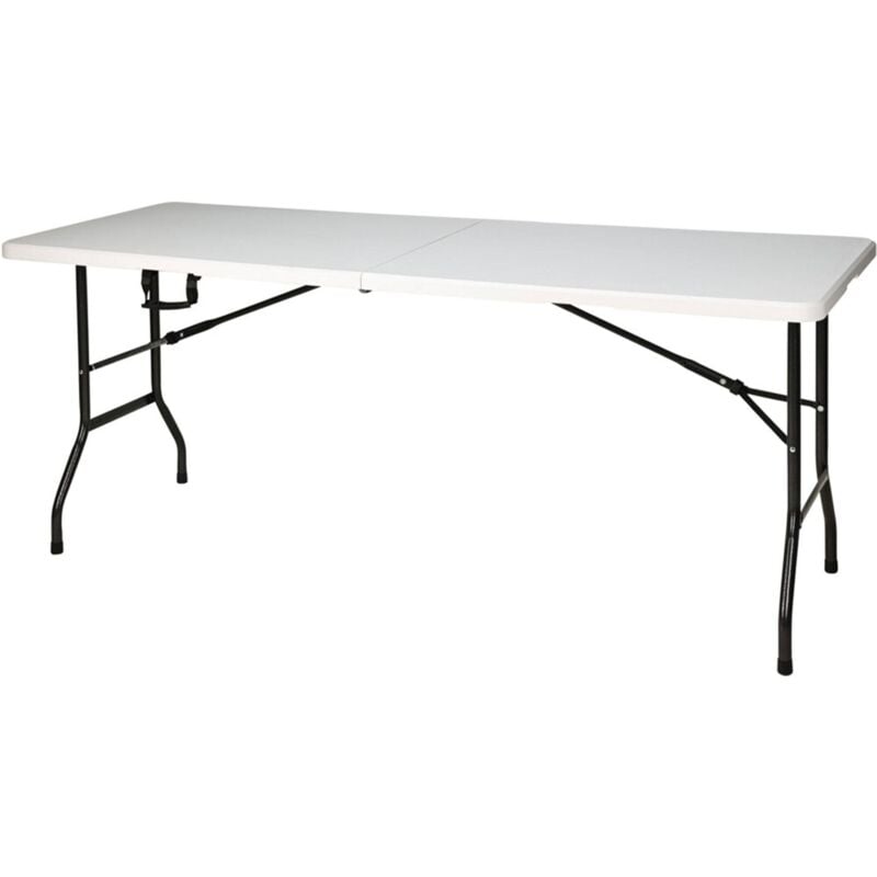Table pliante avec mécanisme de verrouillage automatique 180x70x74 cm blanc - Wellhome