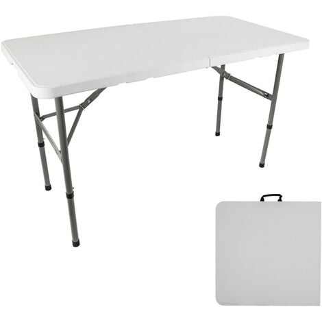 Table pliante camping 120 x 60cm - 2 Hauteurs - Table pique-nique enfants - Table de Jardin - blanche - 4 personnes