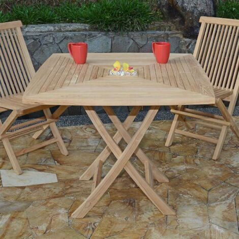 Table pliante carrée en teck massif Cardif 90 x 90 cm