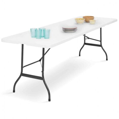 Table pliante d'appoint portable IDMARKET - 180 CM - Pour camping ou réception - Gris