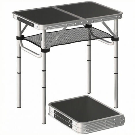 Table pliante de camping 60 cm, pique-avec filet Strato, noir