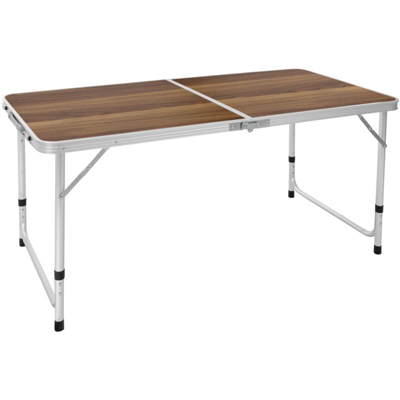 Ecd Germany - Table Pliante Transportable de Camping - 120 x 60 x 55/63/70 cm - Hauteur Réglable - en Aluminium et mdf - Marron - Table de Camping