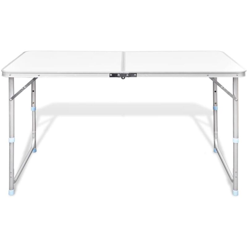 Table pliable de camping Hauteur réglable Aluminium 120x60 cm Vidaxl Blanc