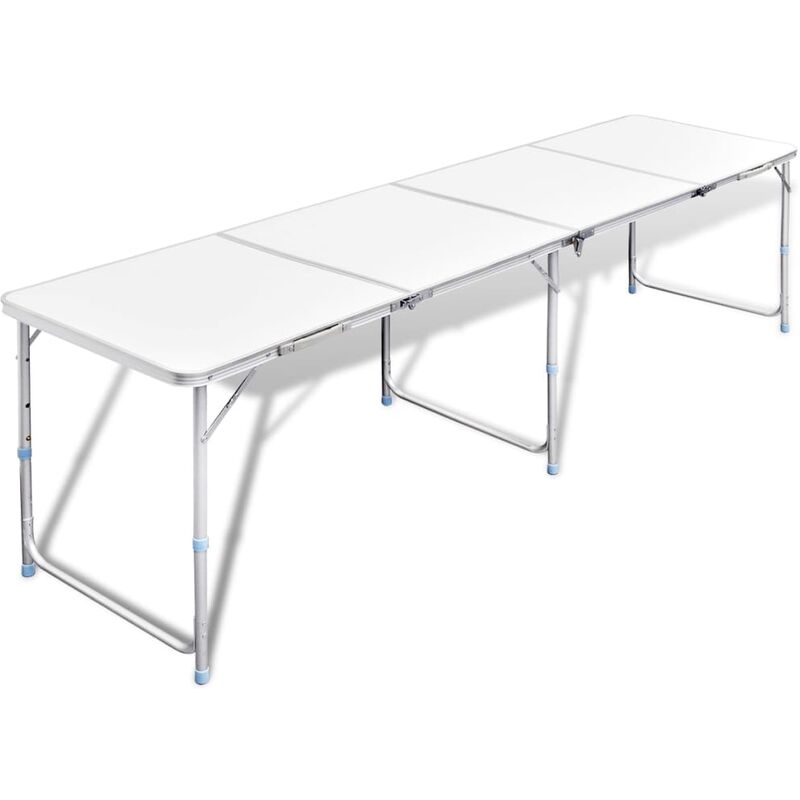 Table pliante de camping en aluminium avec hauteur ajustable vidaXL - Blanc